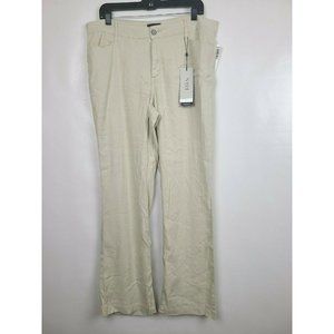 NYDJ Beige Linen Blend Slimming Fit Wide Leg Pants Plus Size 14
